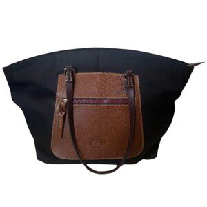 Dooney & Bourke LIKE NEW black nylon and leather vintage tote leather pocket